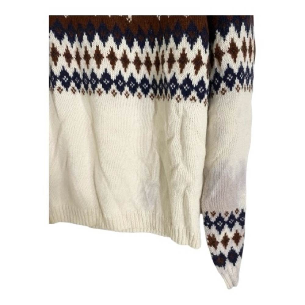 Rachel Antonoff Hot Dog Sweater Cream Fair Isle Pullover Alpaca Wool Medium - Picture 10 of 11
